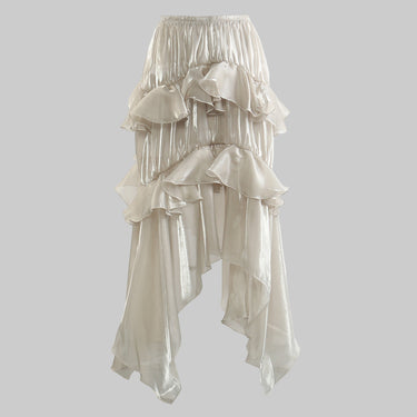 Spring Summer Blingbling Elastic Waist Fluffy Tiered Skirt Special Women Clothing Anti Exposure